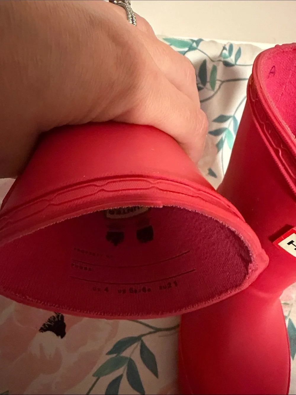 Hunter Children's Bright Pink Rubber Rain Boots